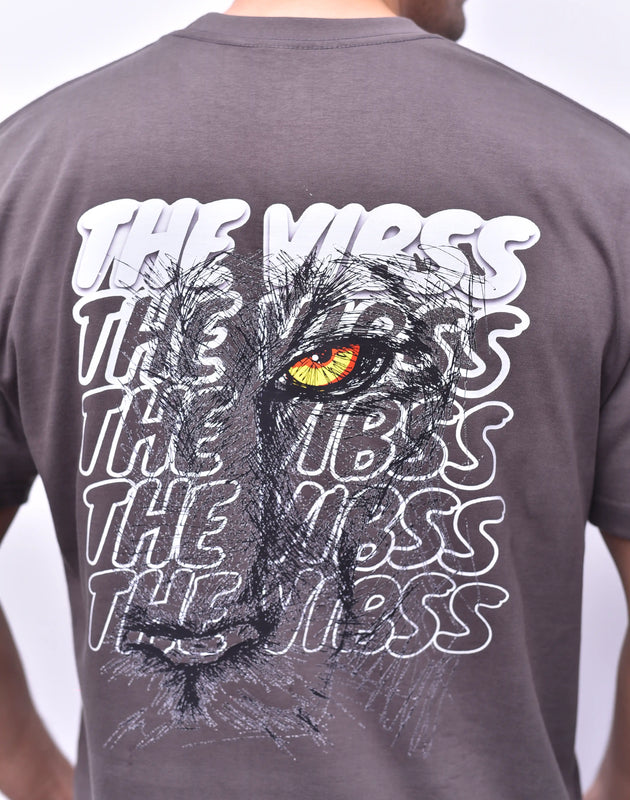 Gray Tiger Stack Relax Fit Tee – Animal Print Tee | The Vibss