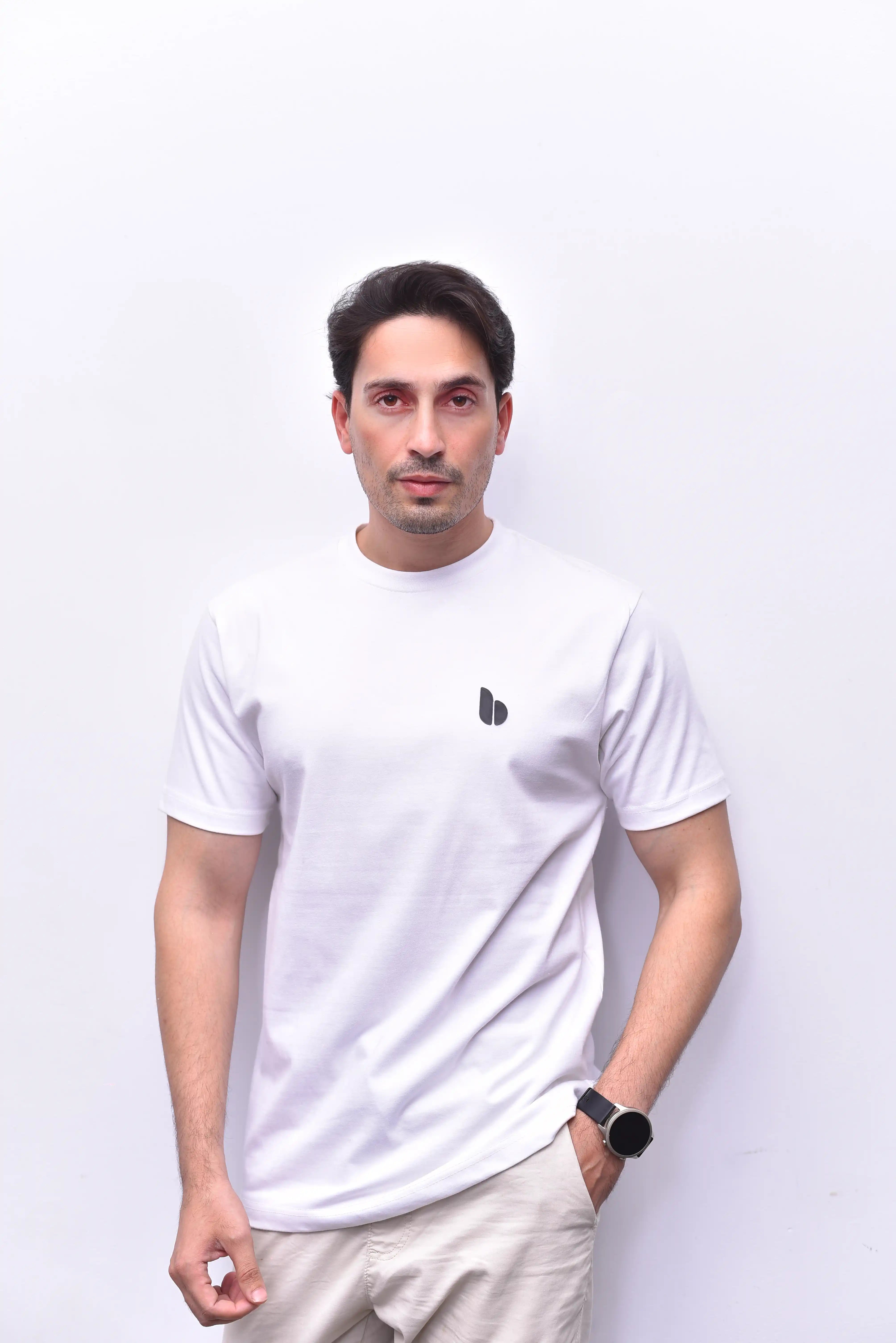White Track Mode Relax Fit Tee – Graphic Athletic Tee | The Vibss