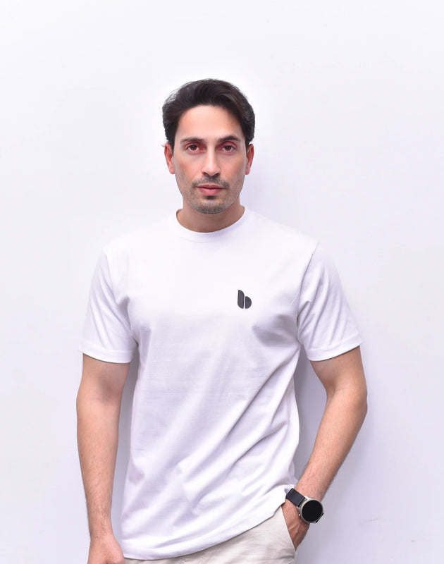 White Track Mode Relax Fit Tee – Graphic Athletic Tee | The Vibss