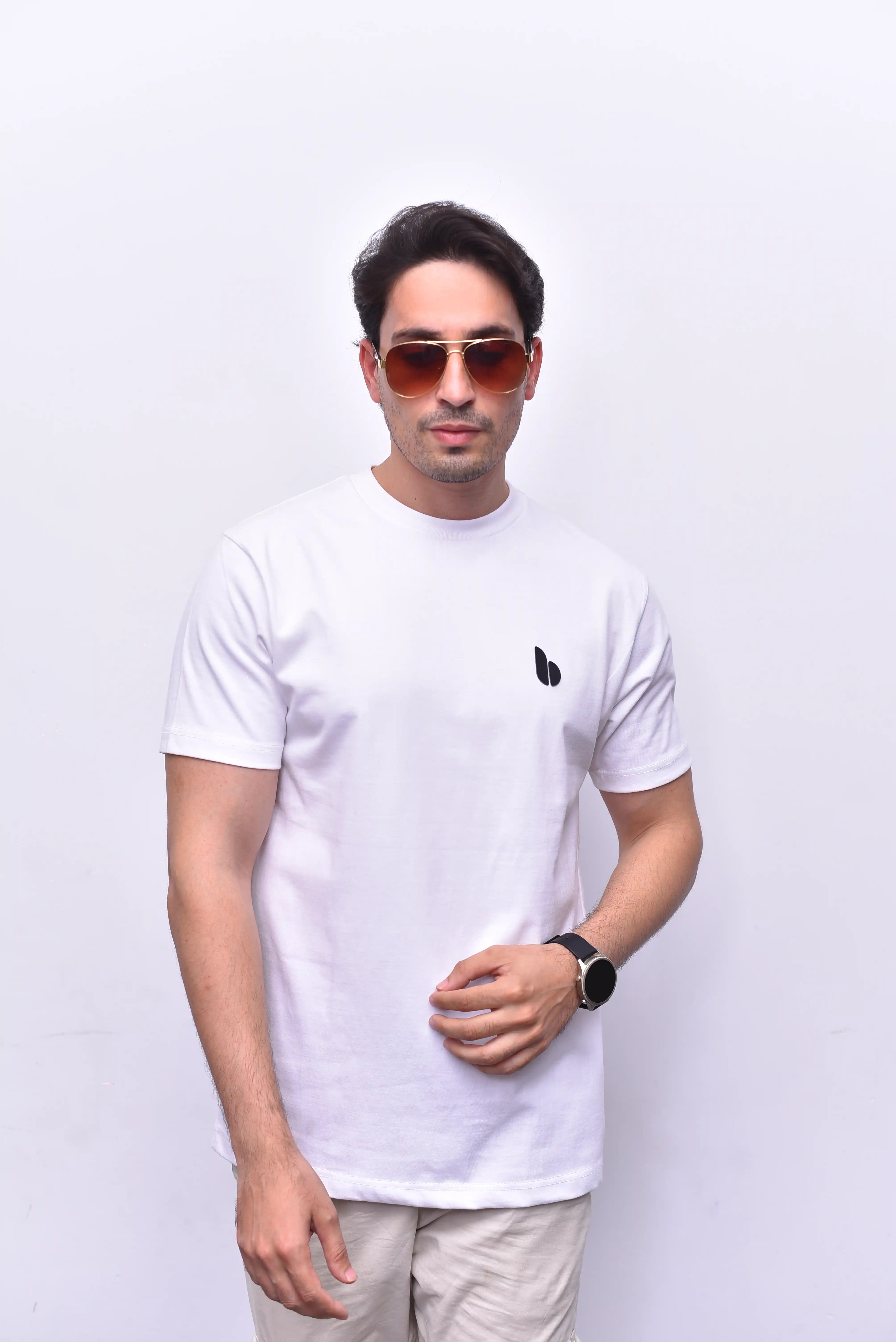 White Track Mode Relax Fit Tee – Graphic Athletic Tee | The Vibss