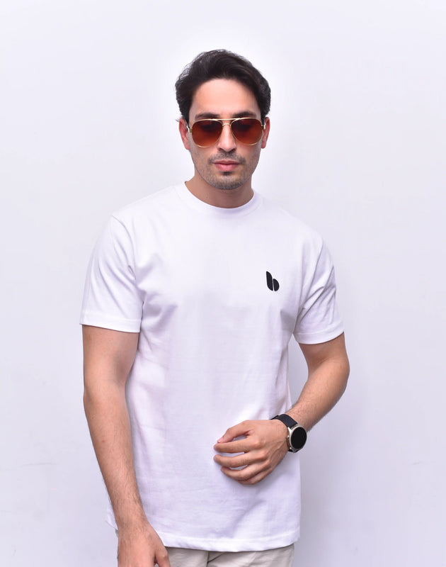White Track Mode Relax Fit Tee – Graphic Athletic Tee | The Vibss