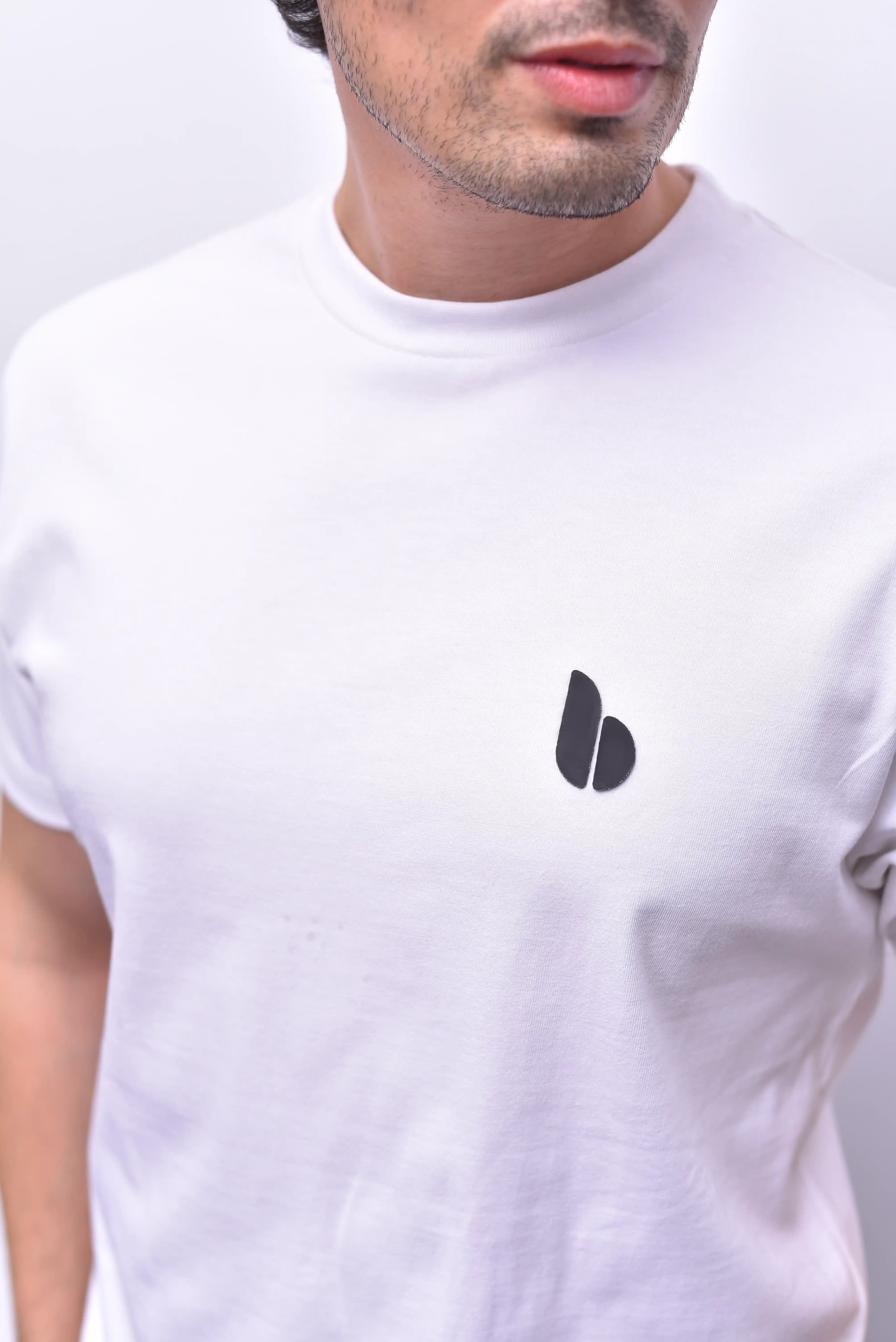White Track Mode Relax Fit Tee – Graphic Athletic Tee | The Vibss