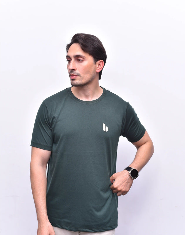 Green Round Neck Tee – Soft Cotton Casual Tee | The Vibss