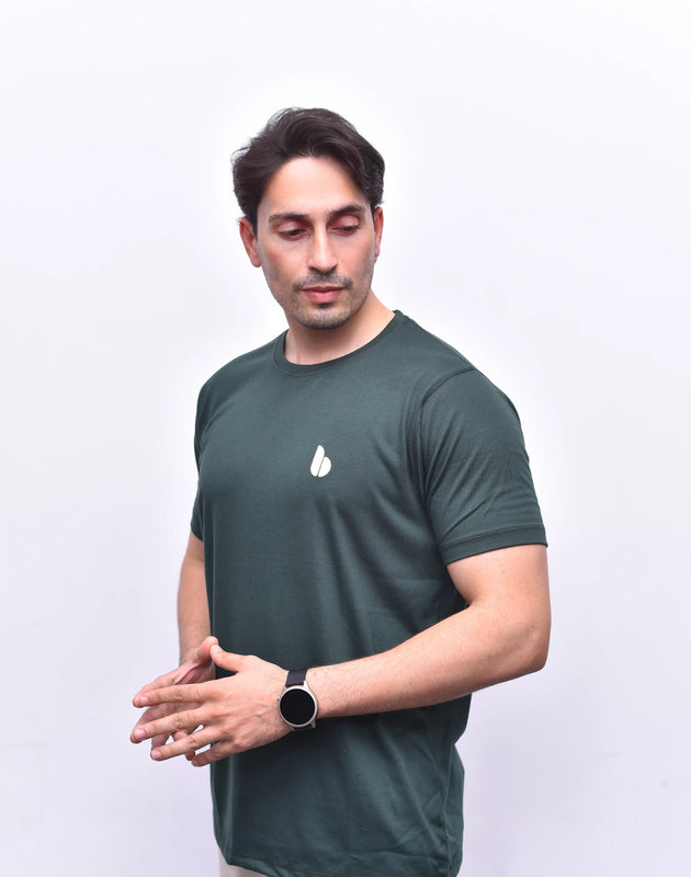 Green Round Neck Tee – Soft Cotton Casual Tee | The Vibss