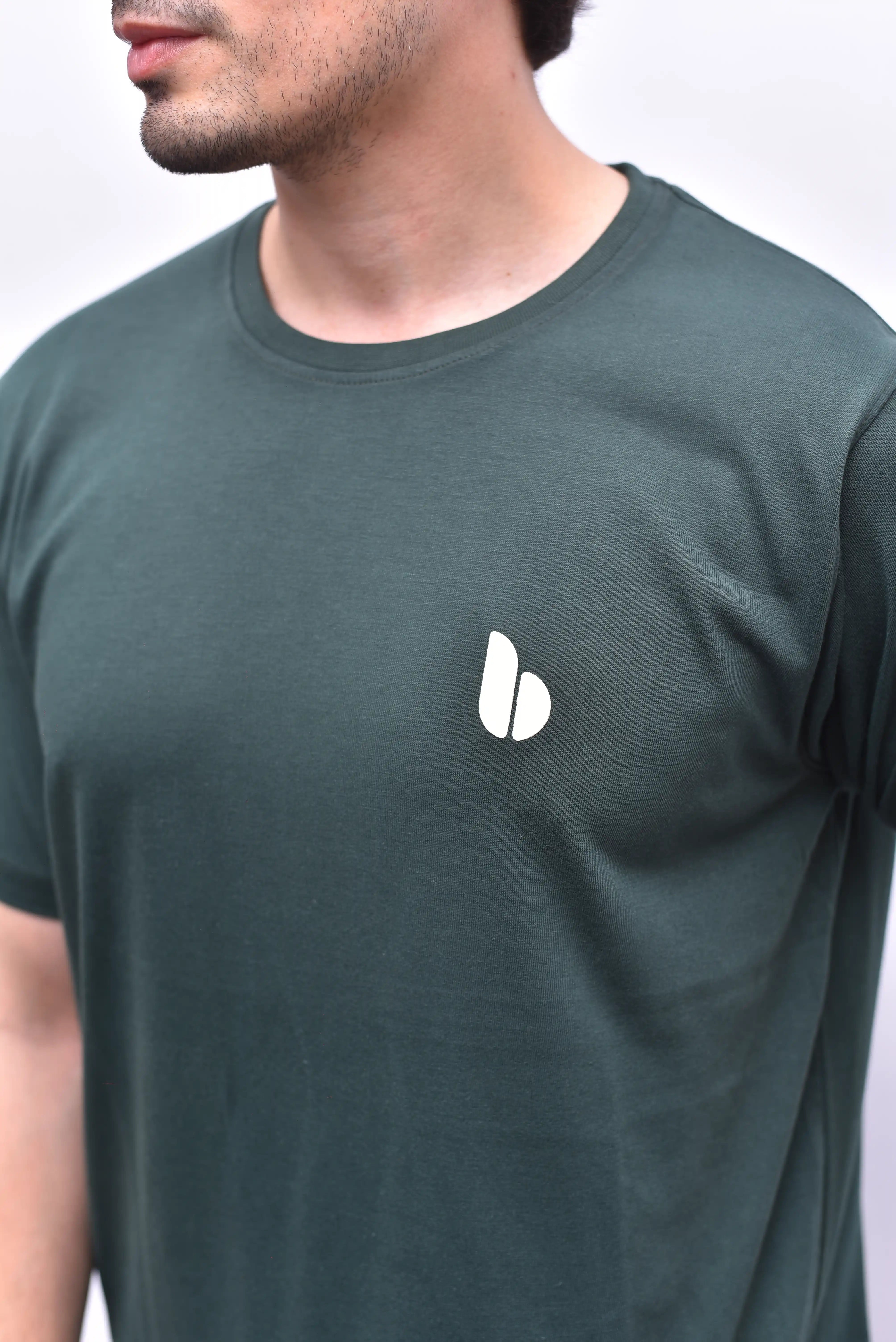 Green Round Neck Tee – Soft Cotton Casual Tee | The Vibss
