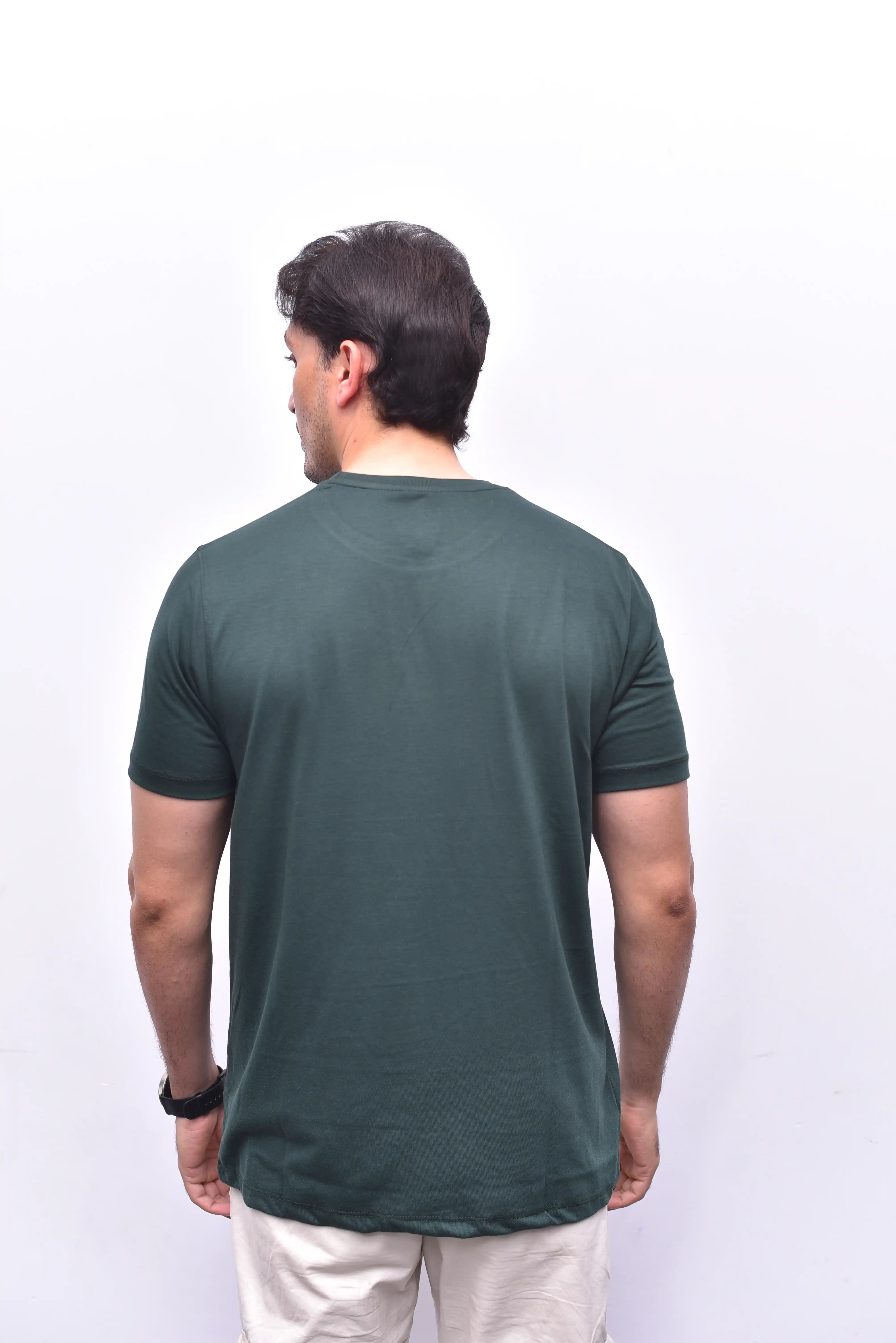 Green Round Neck Tee – Soft Cotton Casual Tee | The Vibss