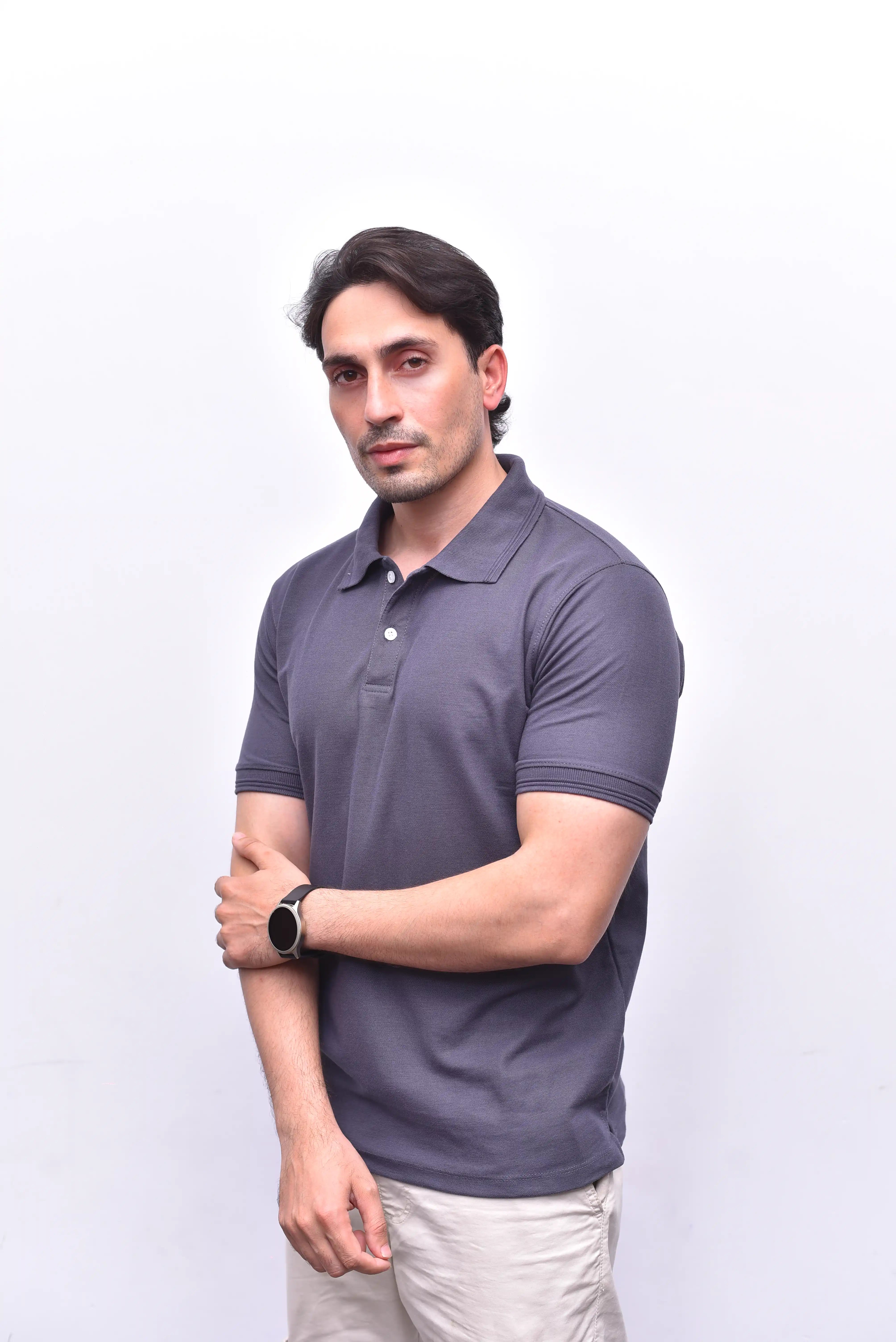 Gray Polo Classic – Casual Fit Polo Shirt | The Vibss
