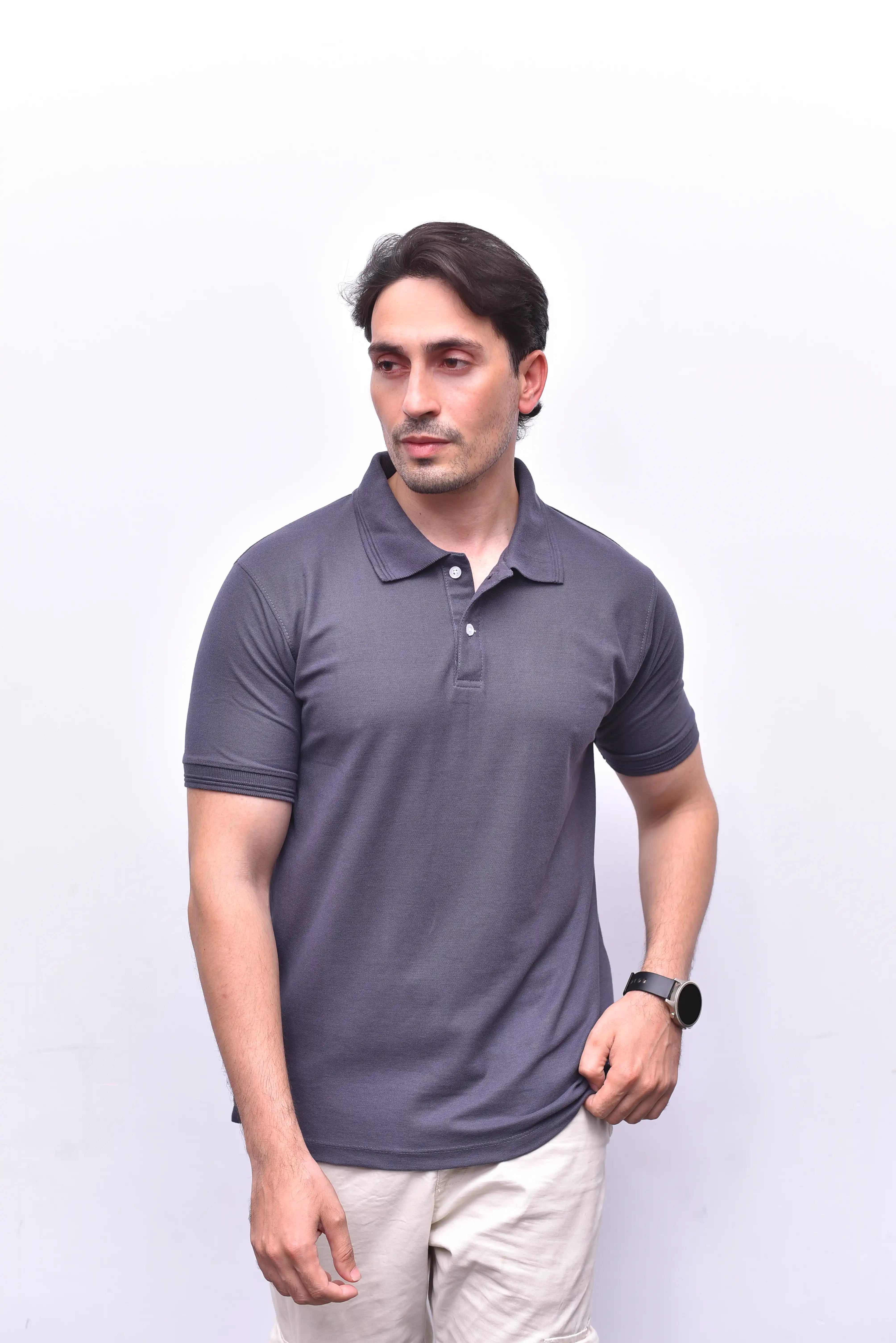 Gray Polo Classic – Casual Fit Polo Shirt | The Vibss