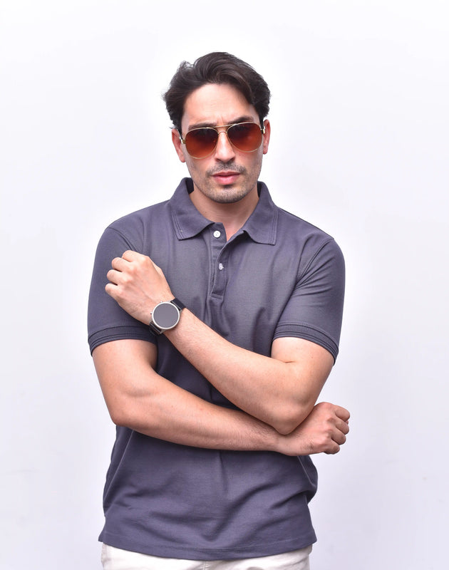 Gray Polo Classic – Casual Fit Polo Shirt | The Vibss