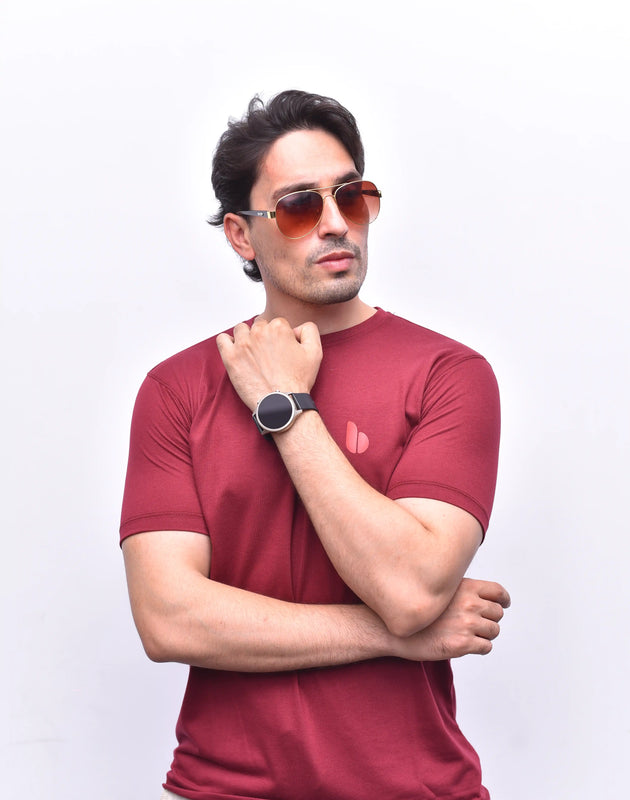 Red Round Neck Tee – Relax Fit Color Tee | The Vibss
