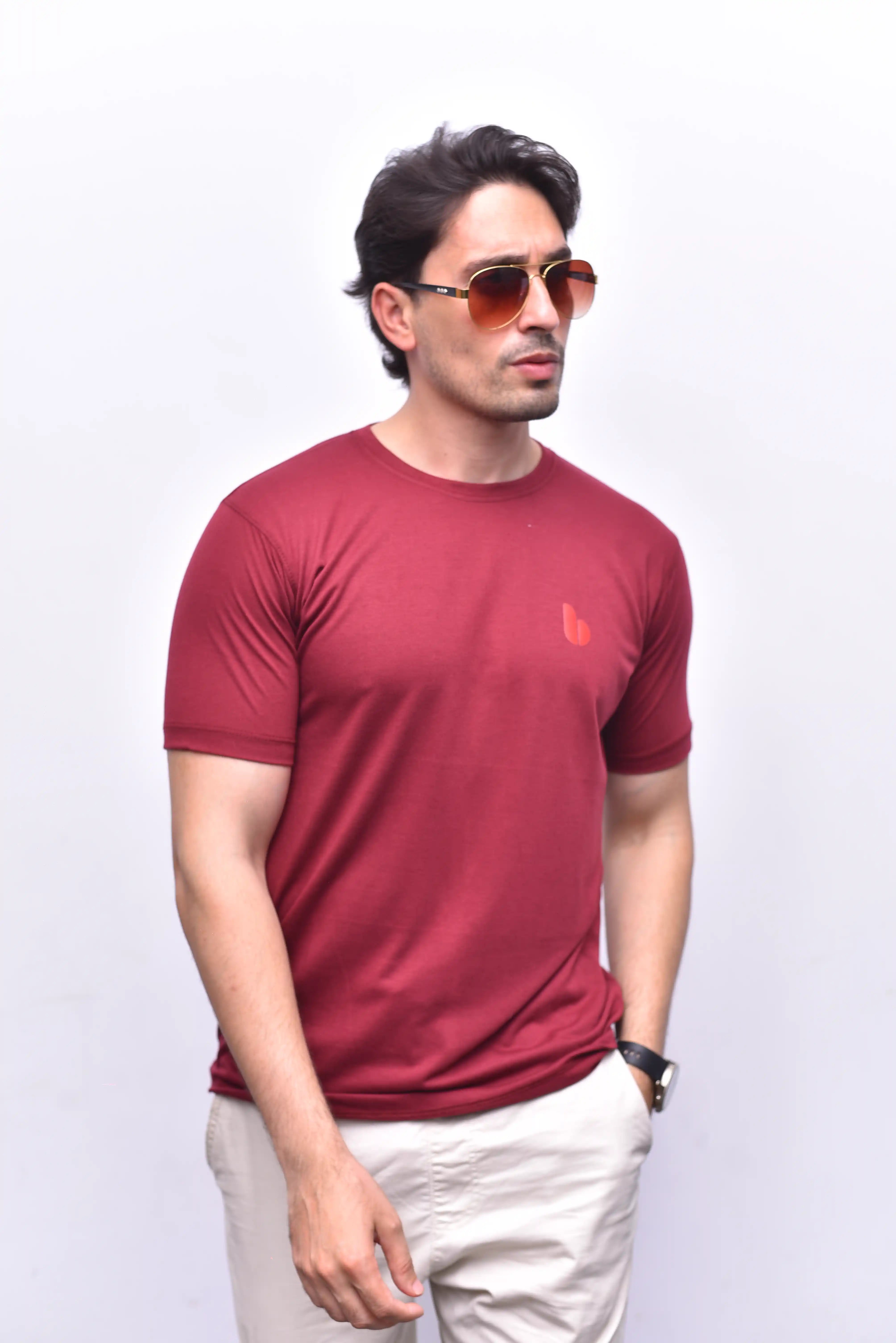 Red Round Neck Tee – Relax Fit Color Tee | The Vibss