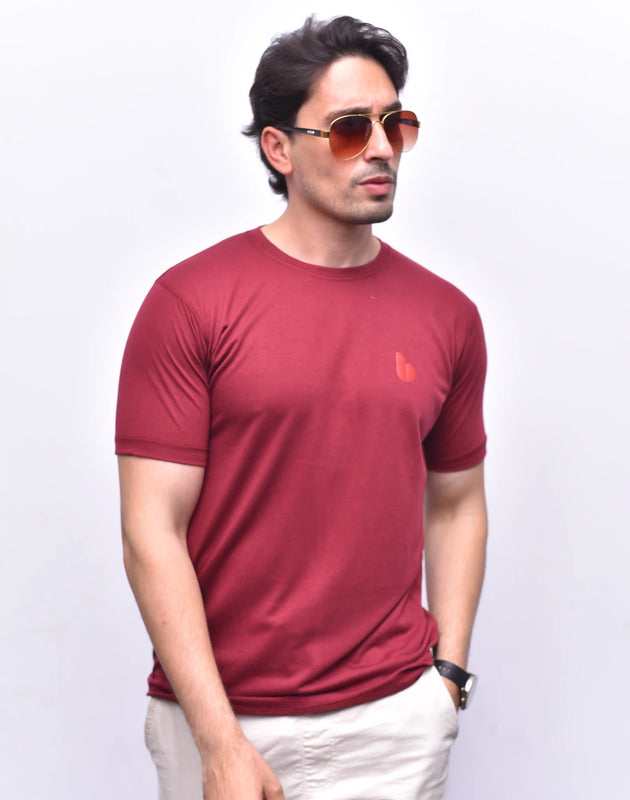 Red Round Neck Tee – Relax Fit Color Tee | The Vibss