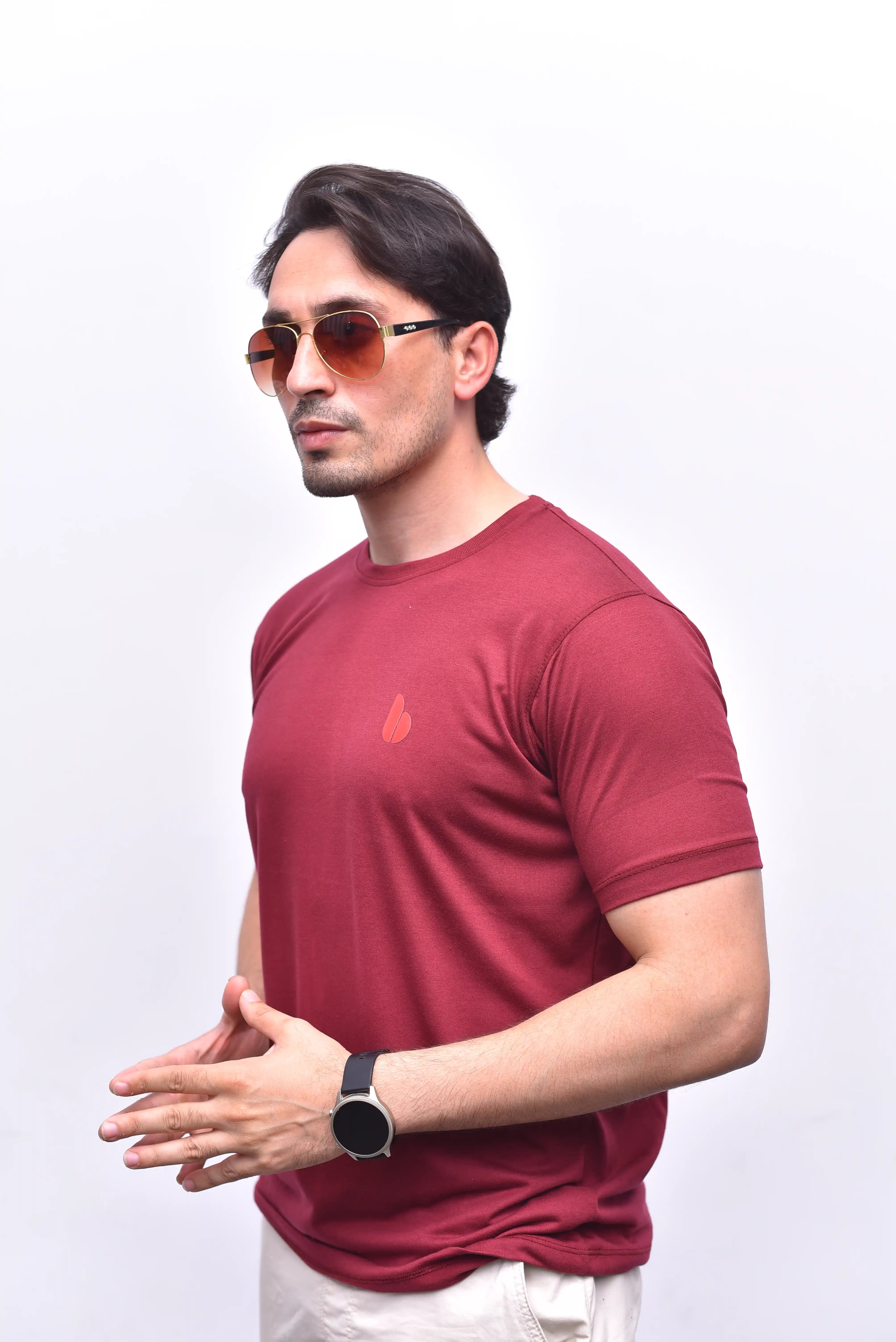 Red Round Neck Tee – Relax Fit Color Tee | The Vibss