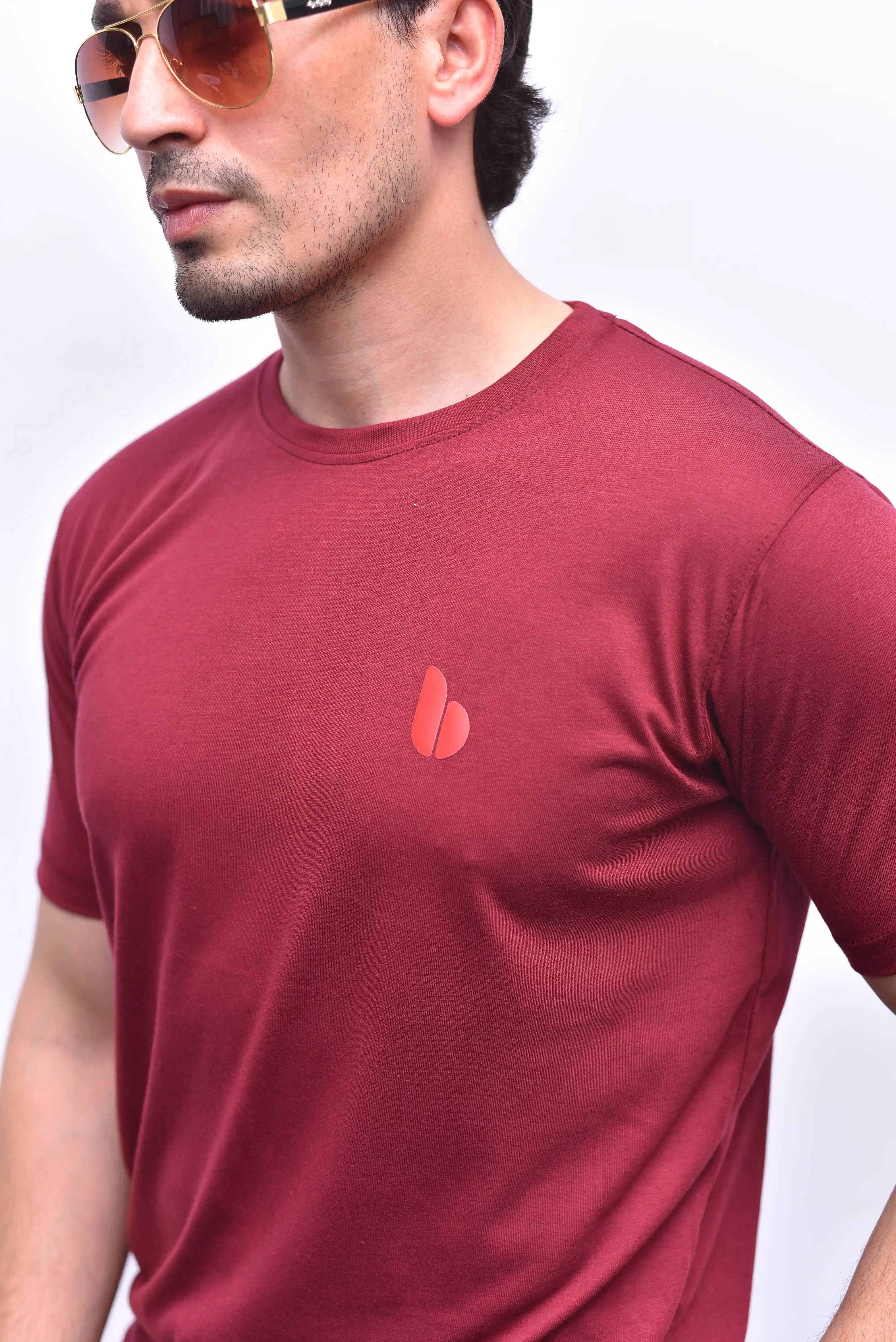 Red Round Neck Tee – Relax Fit Color Tee | The Vibss