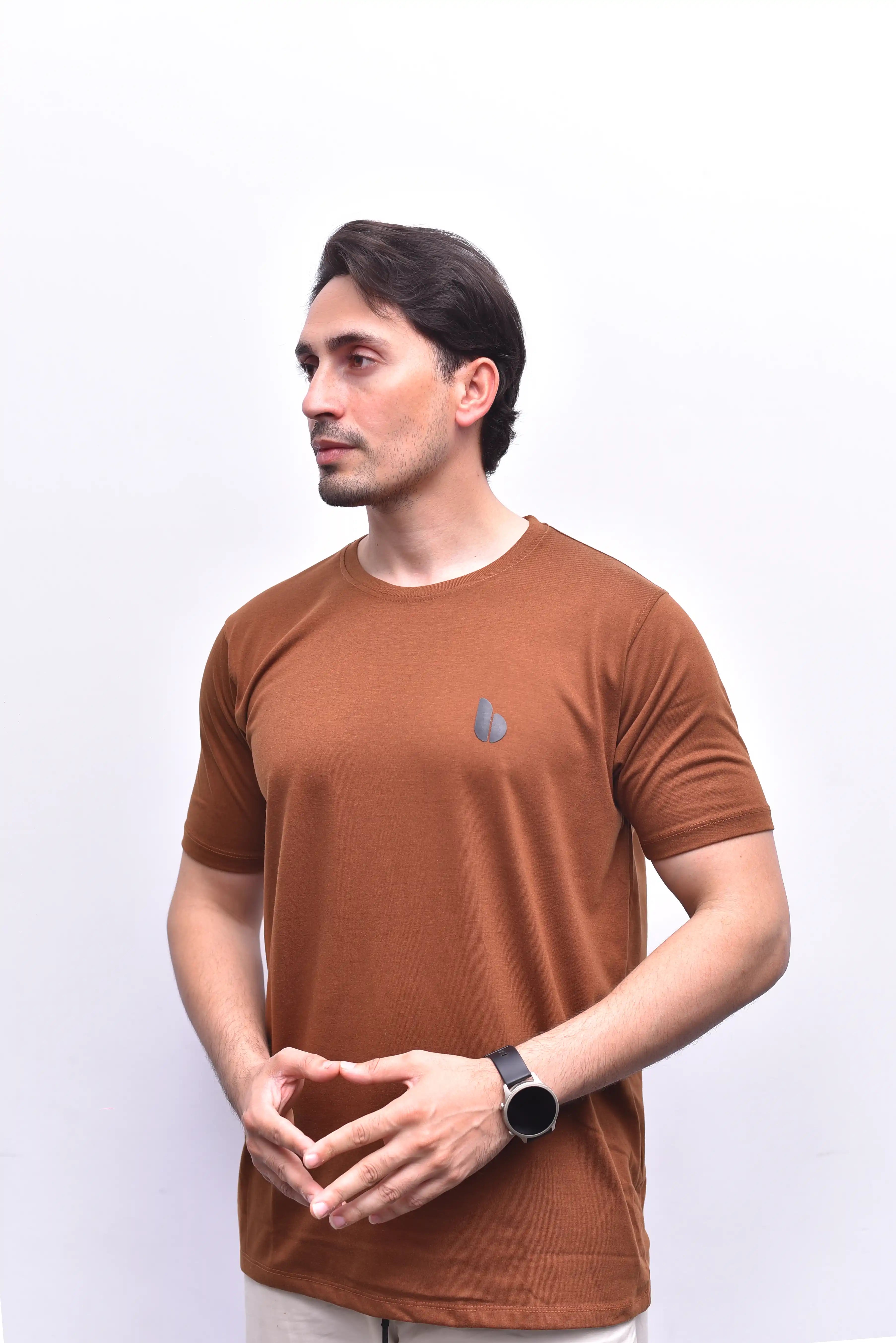 Brown Round Neck Tee – Basic Everyday Tee | The Vibss