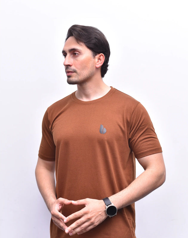 Brown Round Neck Tee – Basic Everyday Tee | The Vibss