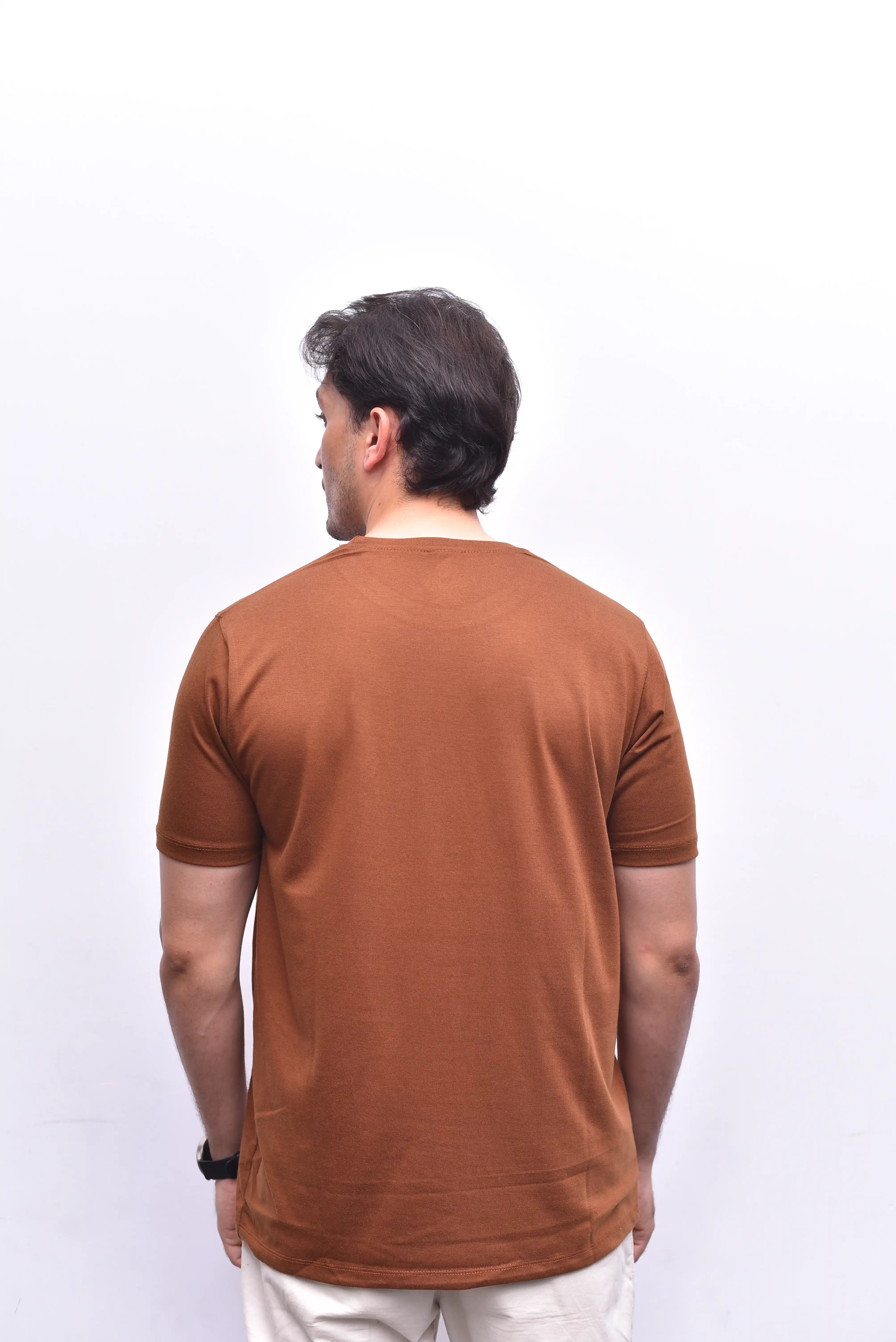 Brown Round Neck Tee – Basic Everyday Tee | The Vibss