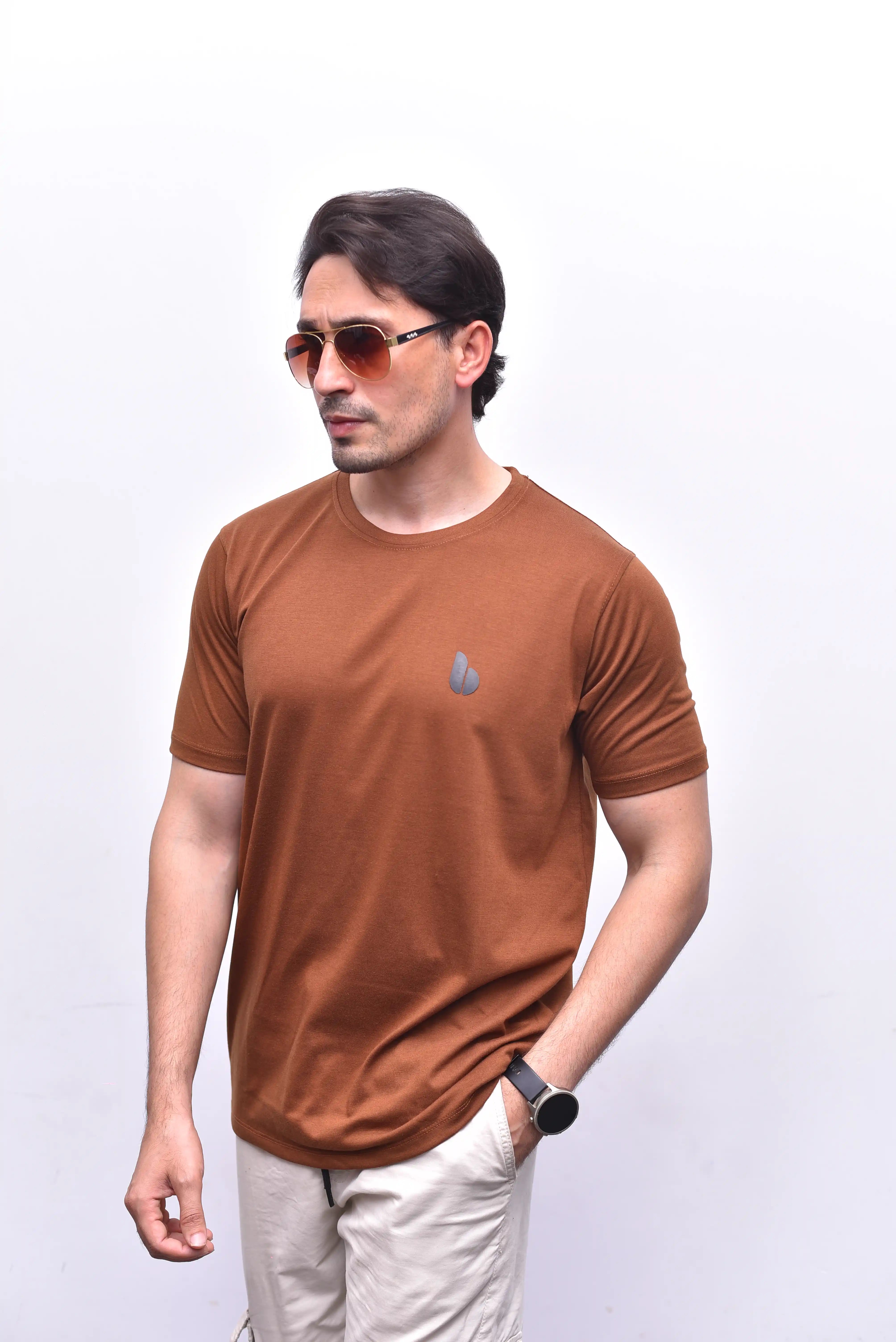 Brown Round Neck Tee – Basic Everyday Tee | The Vibss