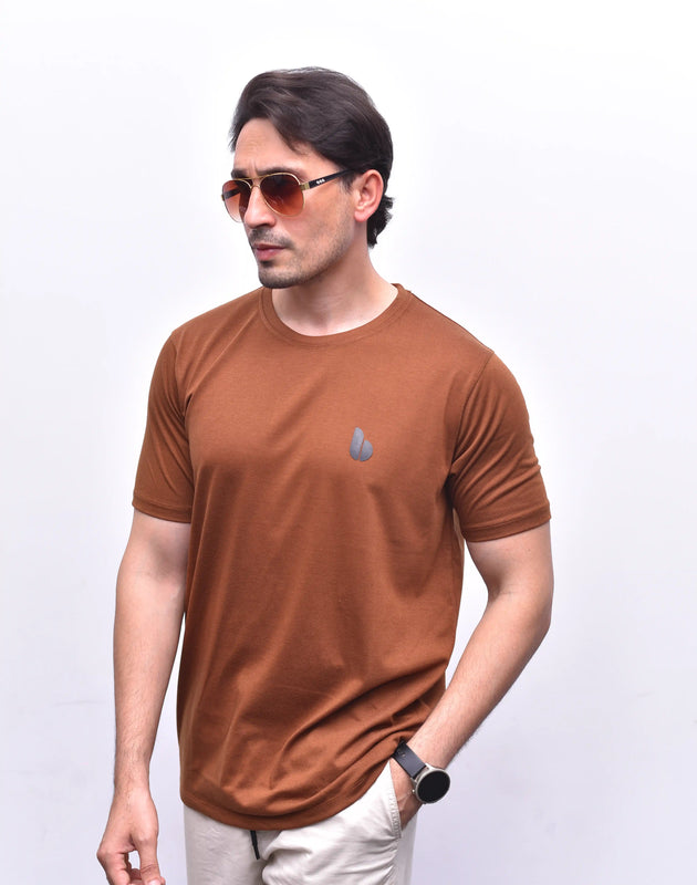 Brown Round Neck Tee – Basic Everyday Tee | The Vibss