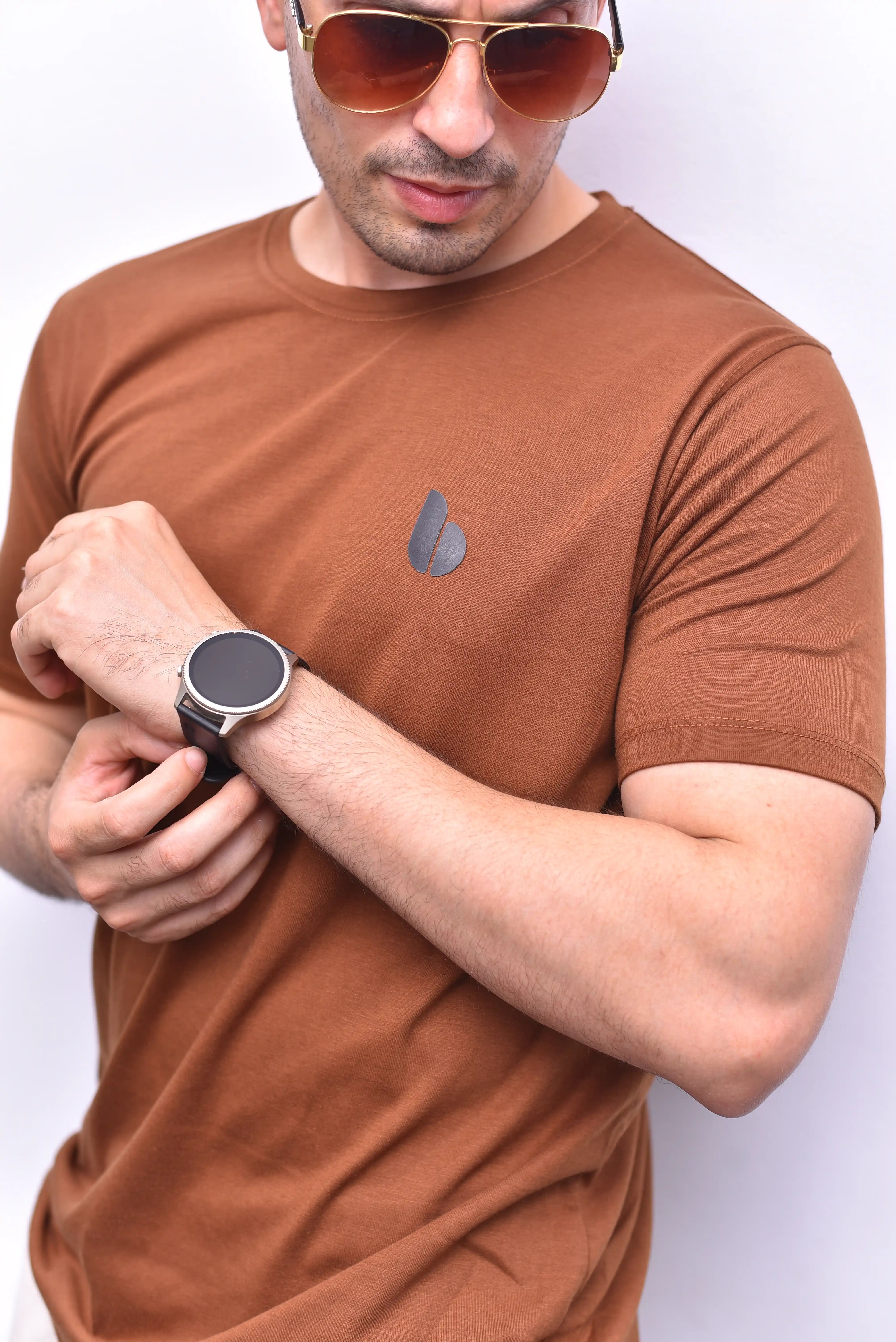 Brown Round Neck Tee – Basic Everyday Tee | The Vibss