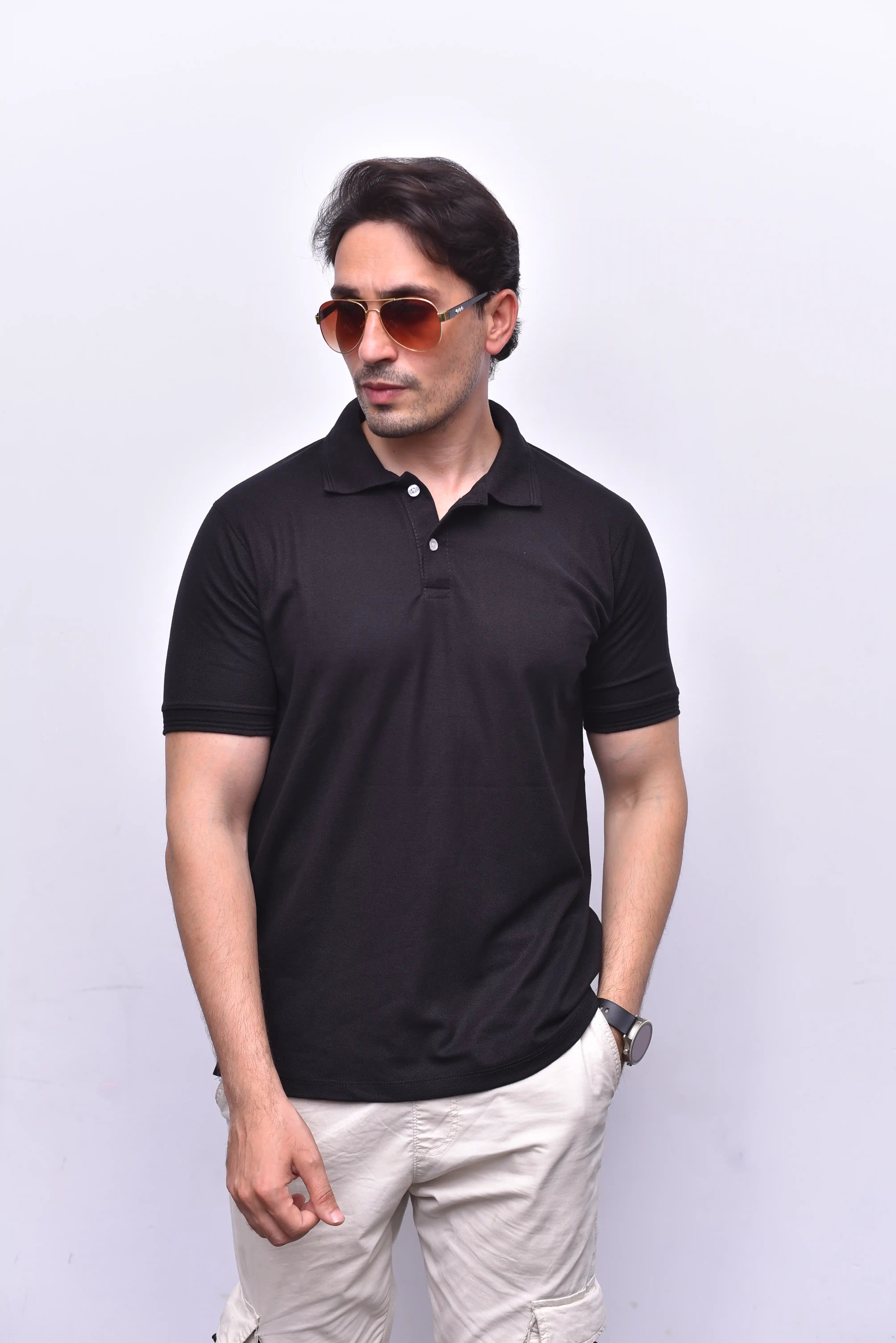Jet Black Polo Classic – Elegant Black Polo | The Vibss