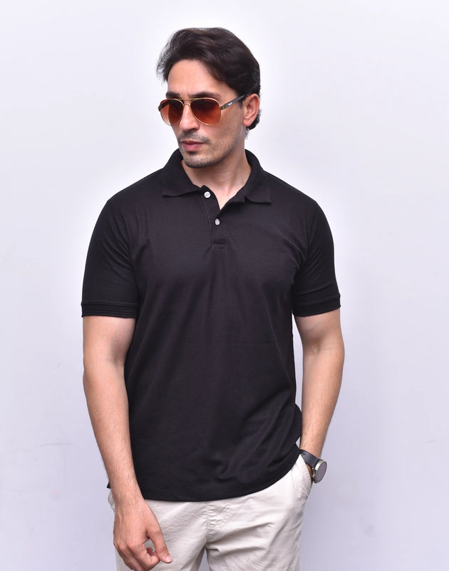 Jet Black Polo Classic – Elegant Black Polo | The Vibss