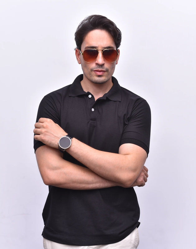 Jet Black Polo Classic – Elegant Black Polo | The Vibss
