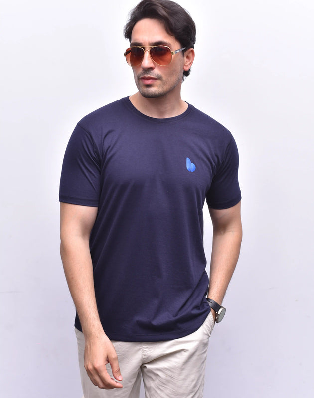 Blue Round Neck Tee – Classic Everyday Comfort | The Vibss