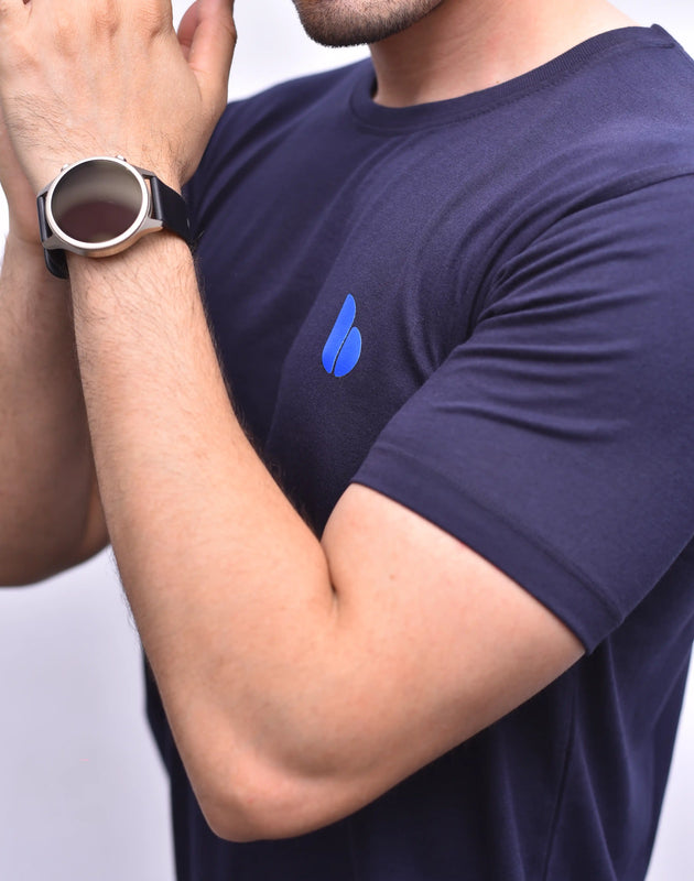 Blue Round Neck Tee – Classic Everyday Comfort | The Vibss
