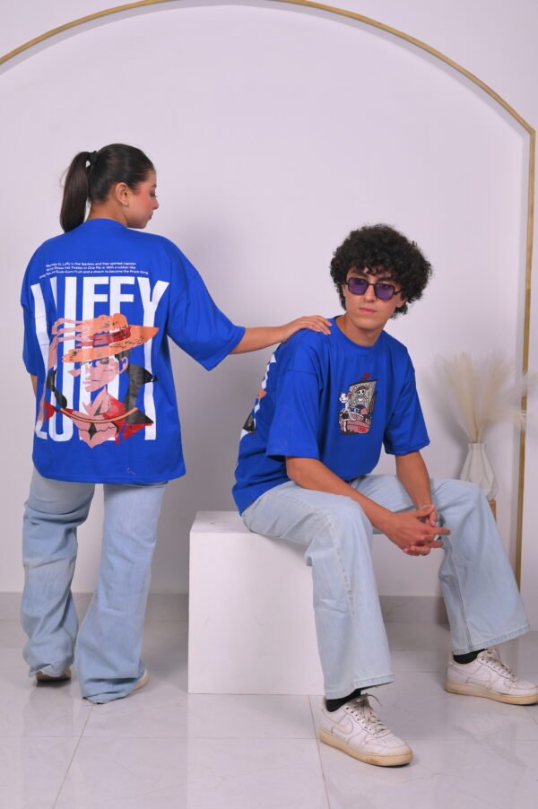 Luffy Premium Limited Edition Blue T-Shirt with Screen Print
